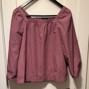 J. Crew Women's Poplin Square Neck Red Checkered Blouse size XL